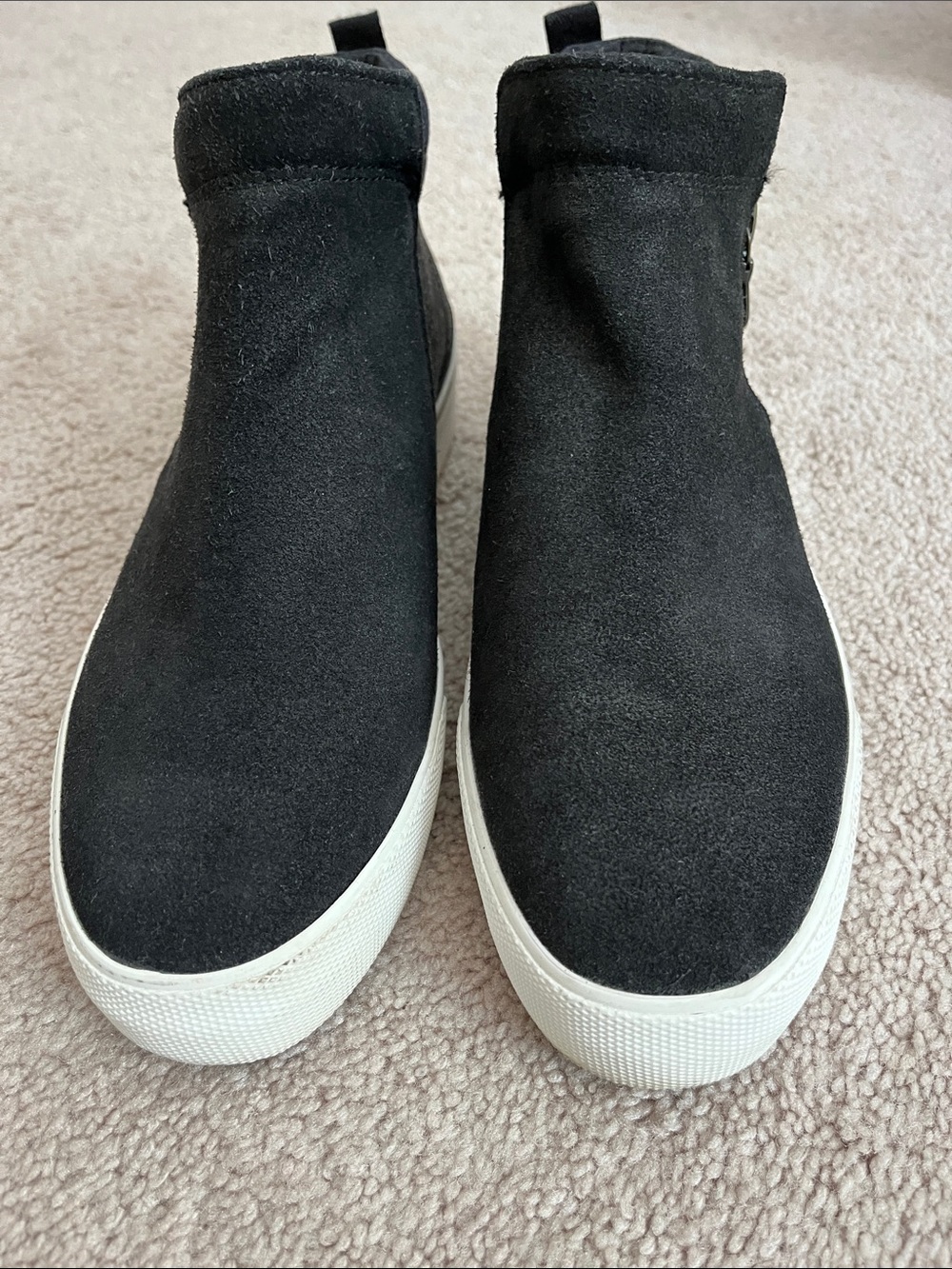 Keds black suede and denim sneaker booties
